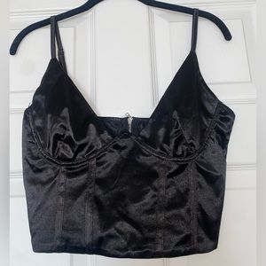 Black silk tank top